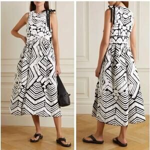 ULLA JOHNSON Sz 4 Klea Dress Handmade Black White Cord Embroidered NWT